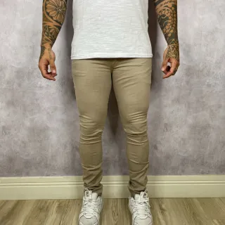 Premium Bege Calça Masculina Alfaiataria Skinny - 40