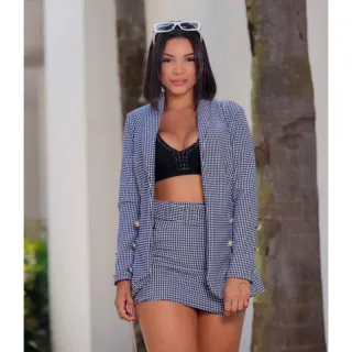 Promoção Blazer Blueleia de Luxo com Botões - Plus Size P, M, G, GG - Onça i