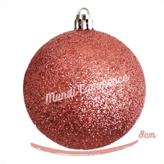 Grande Bola de Natal Decorar Árvore Rose - Kit com 8cm - Único