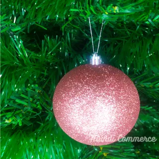 Grande Bola de Natal Decorar Árvore Rose - Kit com 8cm - Único