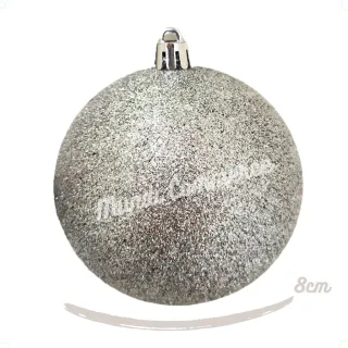 Enfeite Natal Grande Kit Bola Prata 8cm Árvore Decorar Bolinha - Único