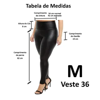 Legging Couro Fake Cirre P ao G3 - P - 34
