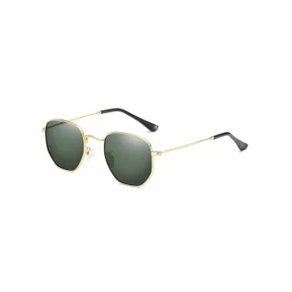 Retro Clássico Óculos de Sol Hexagonal UV400 Masculino Feminino - Preto com Dourado
