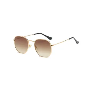 Retro Clássico Óculos de Sol Hexagonal UV400 Masculino Feminino - Preto com Dourado