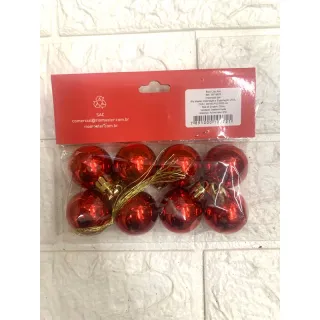 Bola Lisa Fosca Glitter 6cm 9uni, 5cm 12uni e 4cm 15uni - Vermelho (6cm 9 unidades )