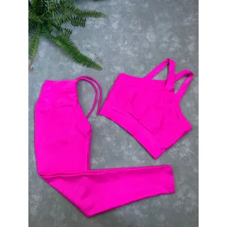 Calça Legging Empina Bumbum Poliamida Fitness + Top Feminino, Zero Transparência - Diamond