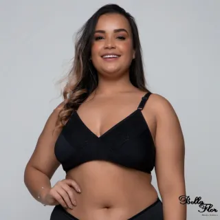 Sustentação Reforçada Sutiã Plus Size Sem Bojo Com Renda Alça - Chocolate