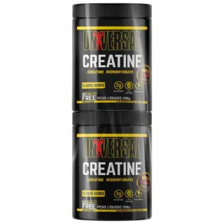 Coqueteleira Universal 600ml + 2x Creatinas Universal Monohidratada 200g - Original - Único