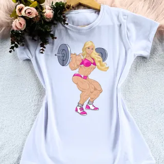 Moda feminina: Blusa t-shirt fitness para academia e atividade física - 271-branca- mulher no crossfit