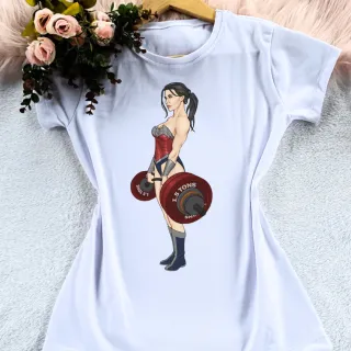 Moda feminina: Blusa t-shirt fitness para academia e atividade física - 271-branca- mulher no crossfit