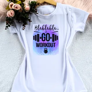 Moda feminina: Blusa t-shirt fitness para academia e atividade física - 271-branca- mulher no crossfit