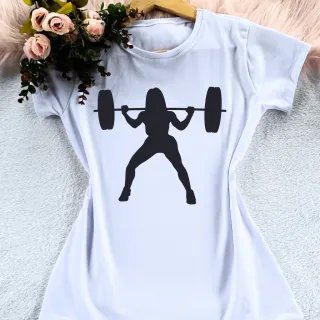 Moda feminina: Blusa t-shirt fitness para academia e atividade física - 271-branca- mulher no crossfit