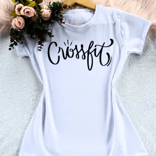 Moda feminina: Blusa t-shirt fitness para academia e atividade física - 271-branca- mulher no crossfit