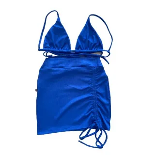 Biquíni Cortininha Feminino Conjunto Gringa - Saia De Regulagem Frontal - Branco