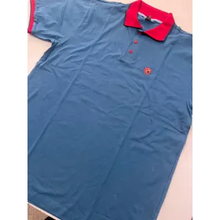 Camiseta Polo Masculina Gola Polo - Promoção (Envio Imediato) - AZUL COM GOLA VERMELHA