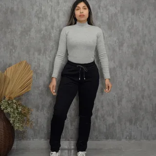 Moda Blogueira: Calça Feminina Moletom Cintura Alta - Preto