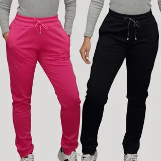 Moda Blogueira: Kit 2 Calças Femininas de Cintura Alta em Moletom - Rosa/Preto