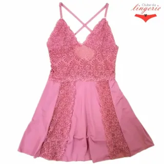 Microfibra Rendada Sensual Camisola Bonita Sem Bojo Cruzado Costas - Preto