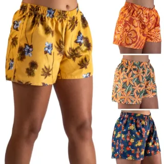 Shorts Estampado Tactel Adulto Feminino - Kit com 04 - G