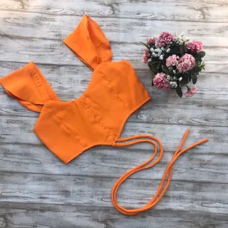 Amarração Cruzada Top Cropped Princesa Manga - Verde LIMA