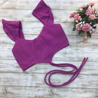 Amarração Cruzada Top Cropped Princesa Manga - Verde LIMA