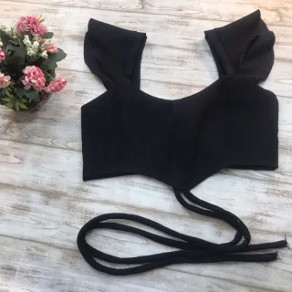 Amarração Cruzada Top Cropped Princesa Manga - Verde LIMA