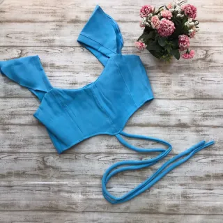 Amarração Cruzada Top Cropped Princesa Manga - Verde LIMA