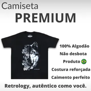 Camiseta Premium Masculina Retrology Lobo - 100% algodão - G