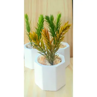 Arranjos de Plantas Artificiais em 3 Vasinhos Decorativos - AMARELA