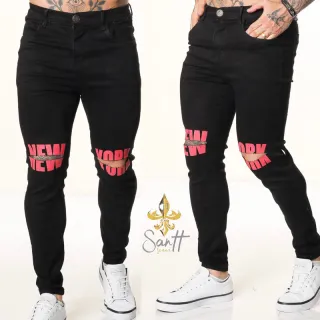 Calças masculinas premium estampadas super elastano skinny destroyed - Calça night on sorriso