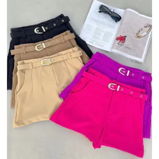 Short de Alfaiataria Feminino com Cinto - Laranja