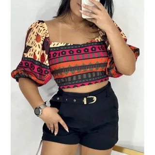 Short de Alfaiataria Feminino com Cinto - Laranja