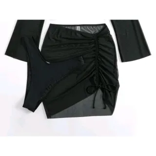 Moda feminina: Saia tule com regulagem lateral para praia - Verão - Branco