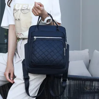 Grande Capacidade Mochila Feminina Nylon Impermeável Trabalho Casual - 519 Lilas