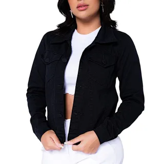 Jaqueta Feminina Jeans Preta e Colorida | Brim | Denim - G