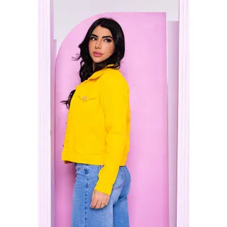Jaqueta Colorida Jeans Feminina | Amarelo | Brim | Denim - Amarelo