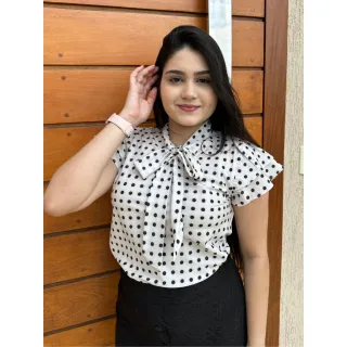 Detalhe Moderno em Gravata - Blusa Social - Rosê com Branco