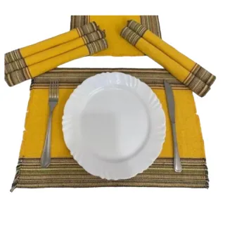 Jogo de Mesa Americano de Tear com 7 peças: Decoração Chic e Imperdível - Preto faixa