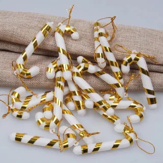 Conjunto de 6 Peças Natalinas Decoradas - Pendente Bengala - Vermelho