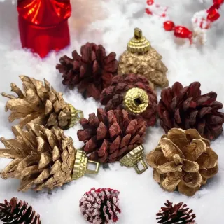 Enfeite Natal Pinha Pendente - Conjunto com 06 Unidades - Vermelho