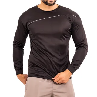 Blusa Manga Longa Masculina Dry Fit para Academia e Exercícios - Preto