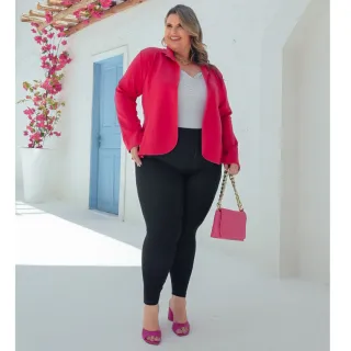 Terninho Social Feminino Plus Size G1 G2 G3 Neoprene Blazer - Vinho