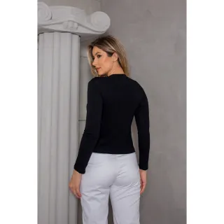 Preta Blusa Segunda Pele Manga Longa Feminina Meia Estação - G