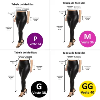 Legging Couro Fake Cirre P ao G3 - P - 34