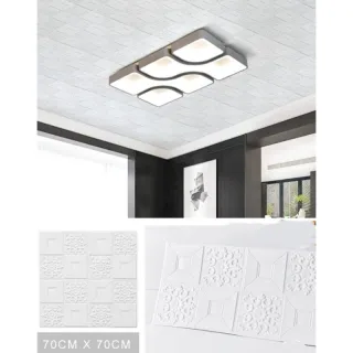 Aplique de Parede em Espuma Tijolo Auto Adesivo 3D - Placa Papel 70x77 cm - NF01  BRANCO C/ ESTRELAS