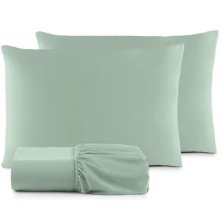 Lençol Casal Box Padrão Jogo 3pçs Toque Aveludado 200 Fios - Oliva Floreal