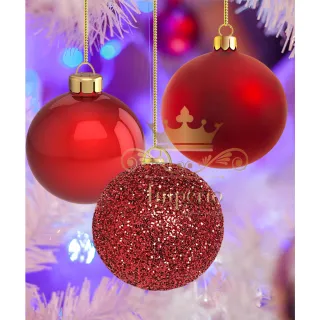 Promoção - Kit 30 Unidades Bolas de Natal Vermelhas Lisa Fosca Glitter N3 - Único