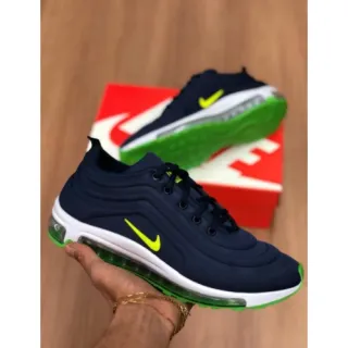 Top Tênis Masculino Air Max 97 Confortável Caminhada Várias Cores - 97 PRETO BRANCO