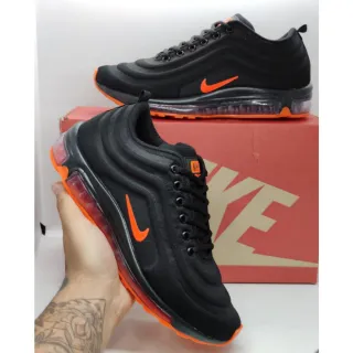 Top Tênis Masculino Air Max 97 Confortável Caminhada Várias Cores - 97 PRETO BRANCO