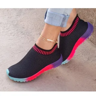 Atividades físicas feminino elástico slip on respirável - grafite/tiedye